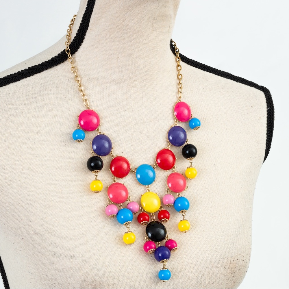 Statement necklace bib necklace multicolor stones Iman - Picture 8 of 15